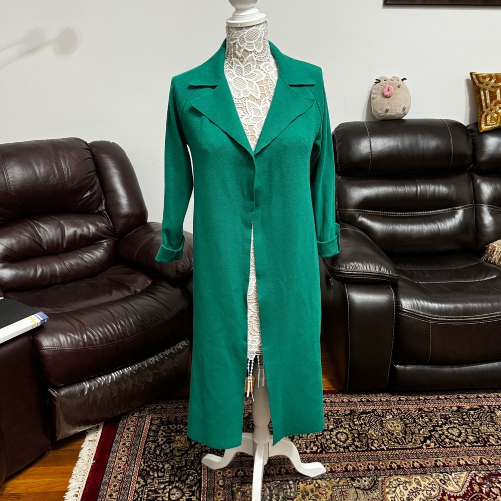 Ann Taylor cotton blend duster, vibrant green, new w tags. Size xs. - Picture 1 of 7